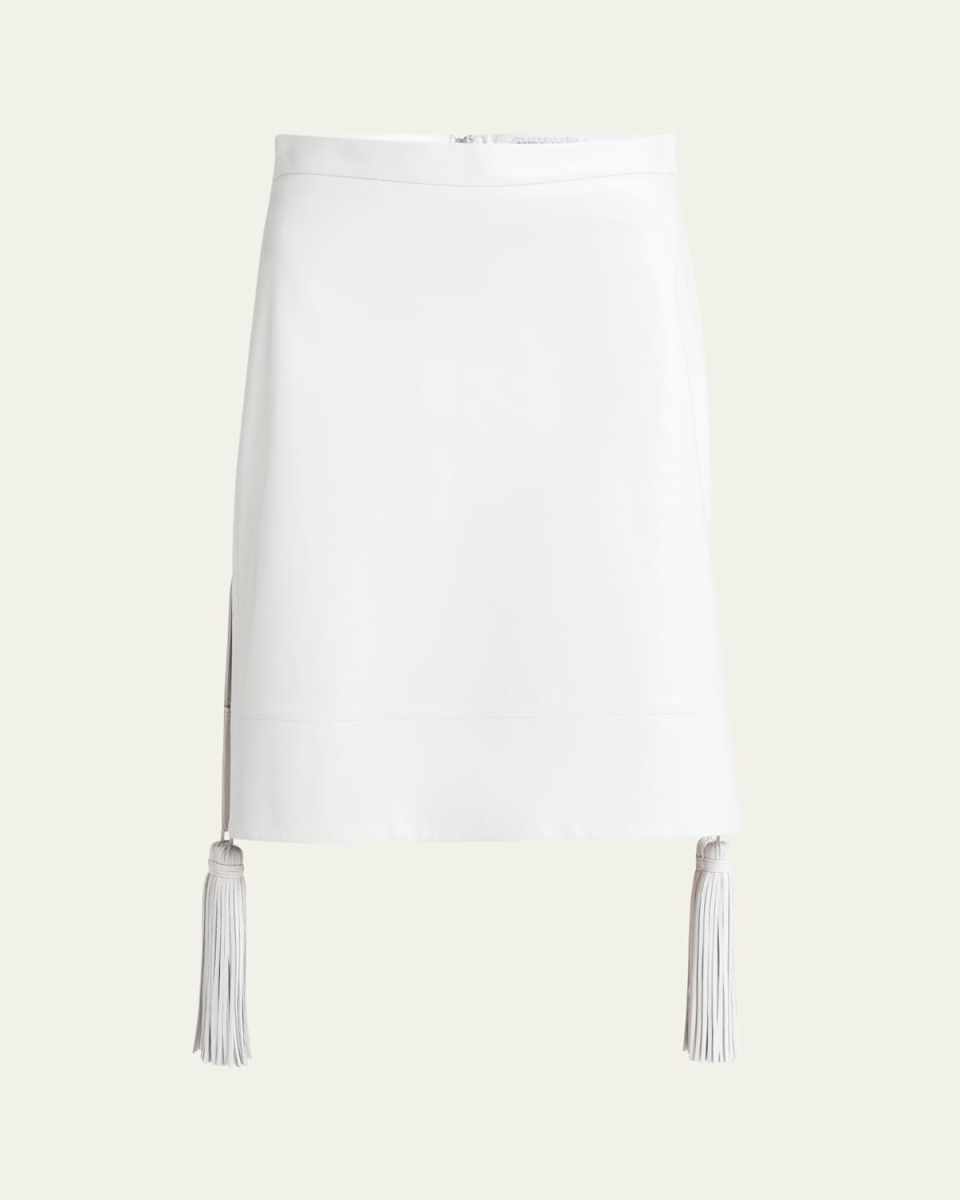 Shiny Leather Skirt with Tassels